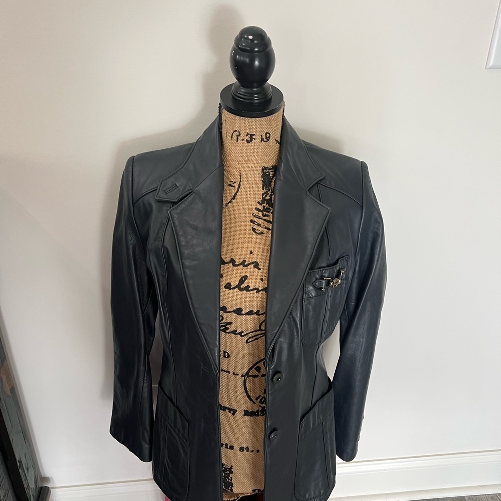 Vintage Etienne Aigner Women's Black Leather Jacket